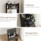 Small Vanity Desk Set with 3 Adjustable Lighted Mirror and Storage Chair Mini Black Makeup Vanities Set for Bedroom Compact Make up Dressing Table with Fold-up Panel for Tiny Space